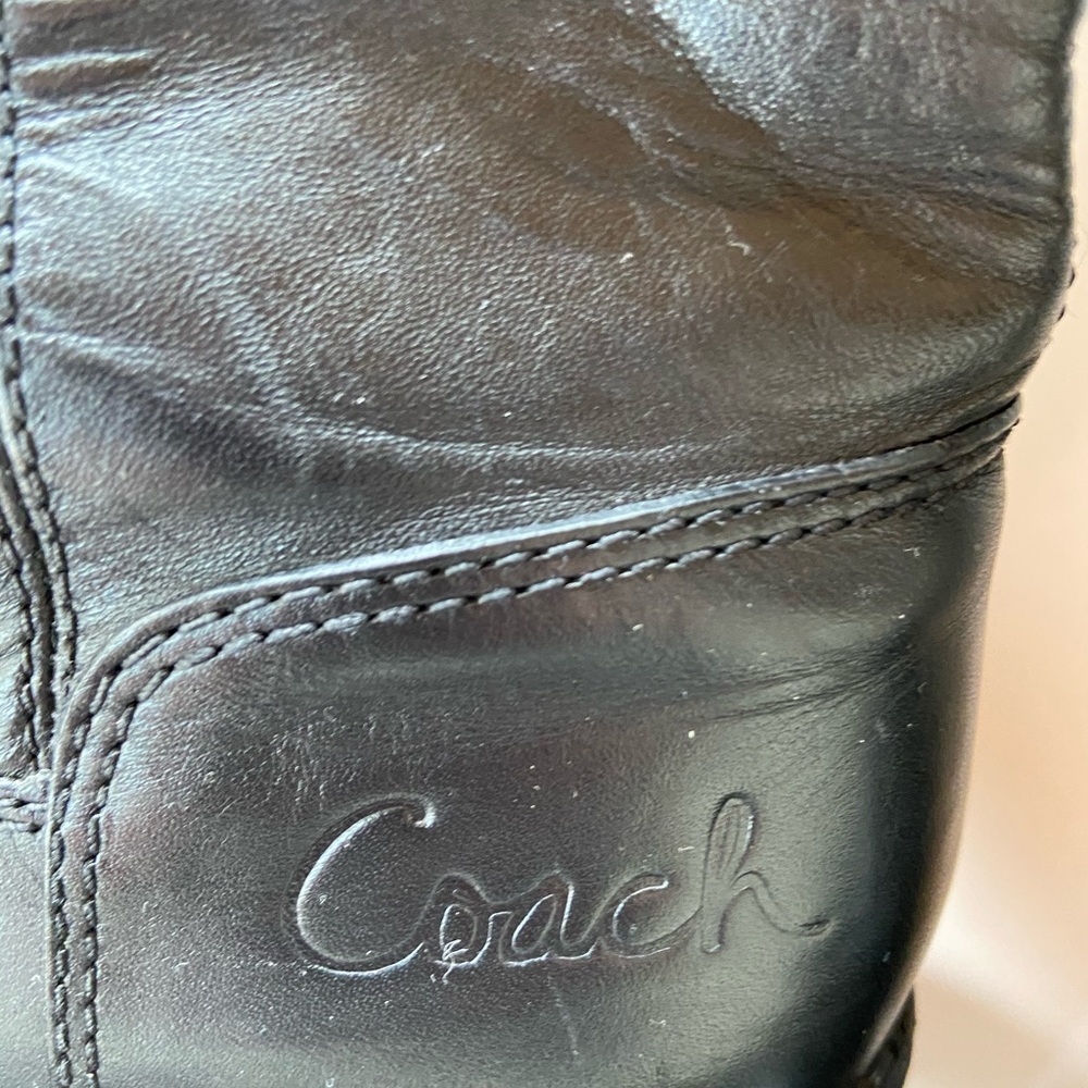 COACH Black Leather High Boots Size 8 - Picture 4 of 8
